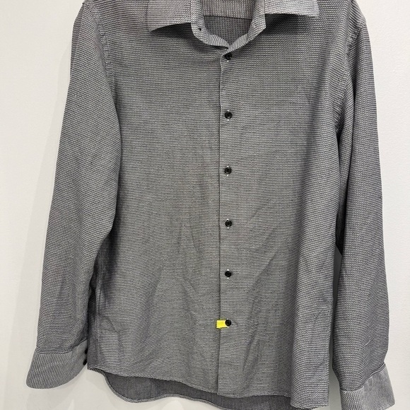 Hugo Boss Long Sleeve Bottom Down Size 41 Black And White - Picture 2 of 9